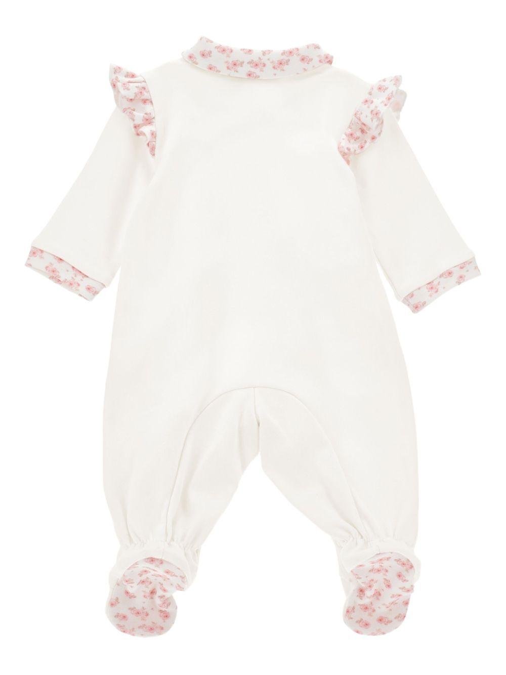 Tutina per neonata Monnalisa bianco con logo ricamato - Rubino Kids