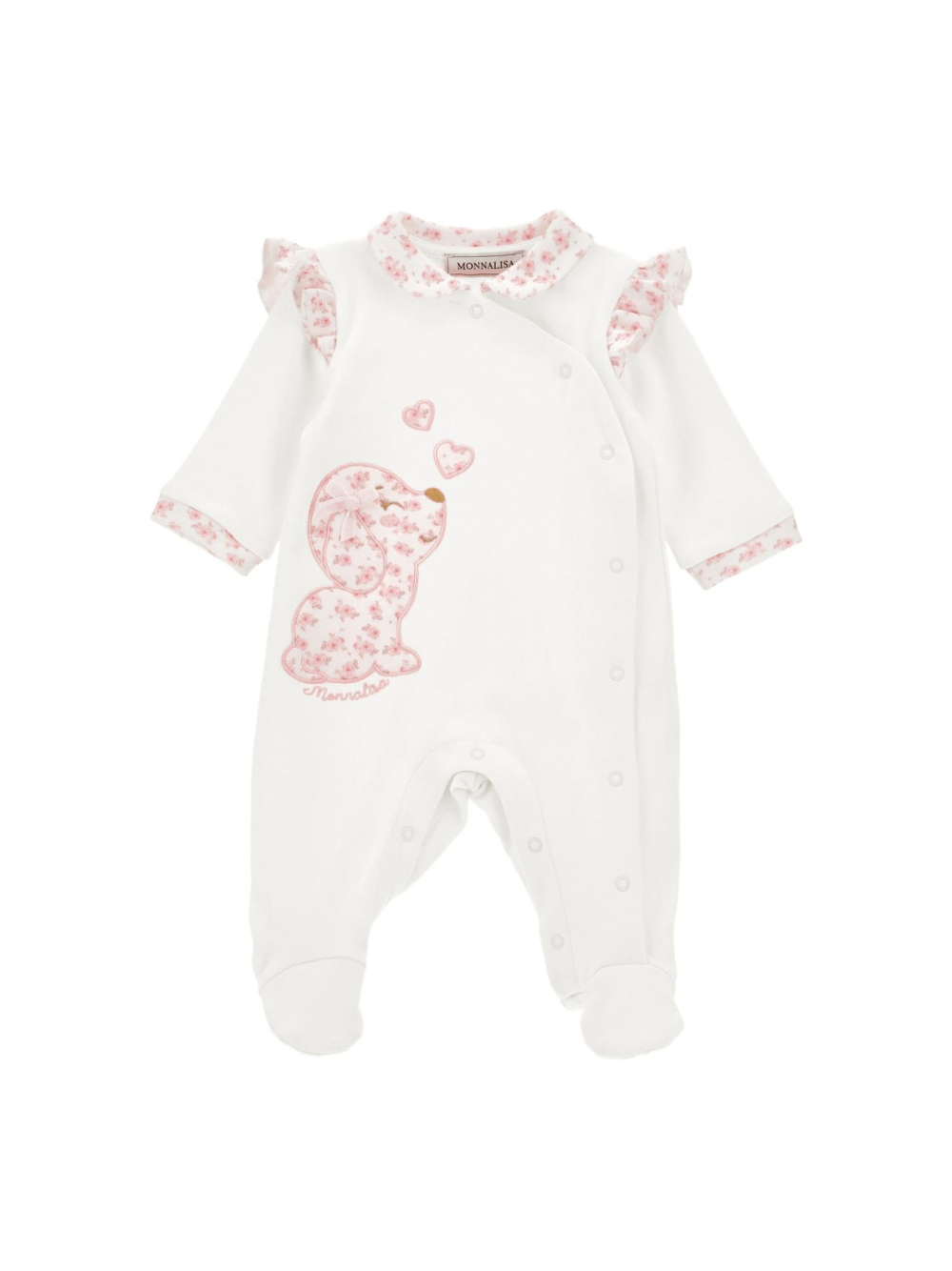 Tutina per neonata Monnalisa bianco con logo ricamato - Rubino Kids