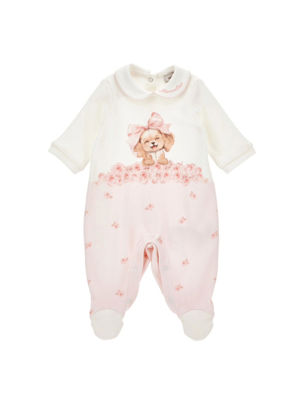 Tutina per neonata Monnalisa bianco con stampa a fiori - Rubino Kids