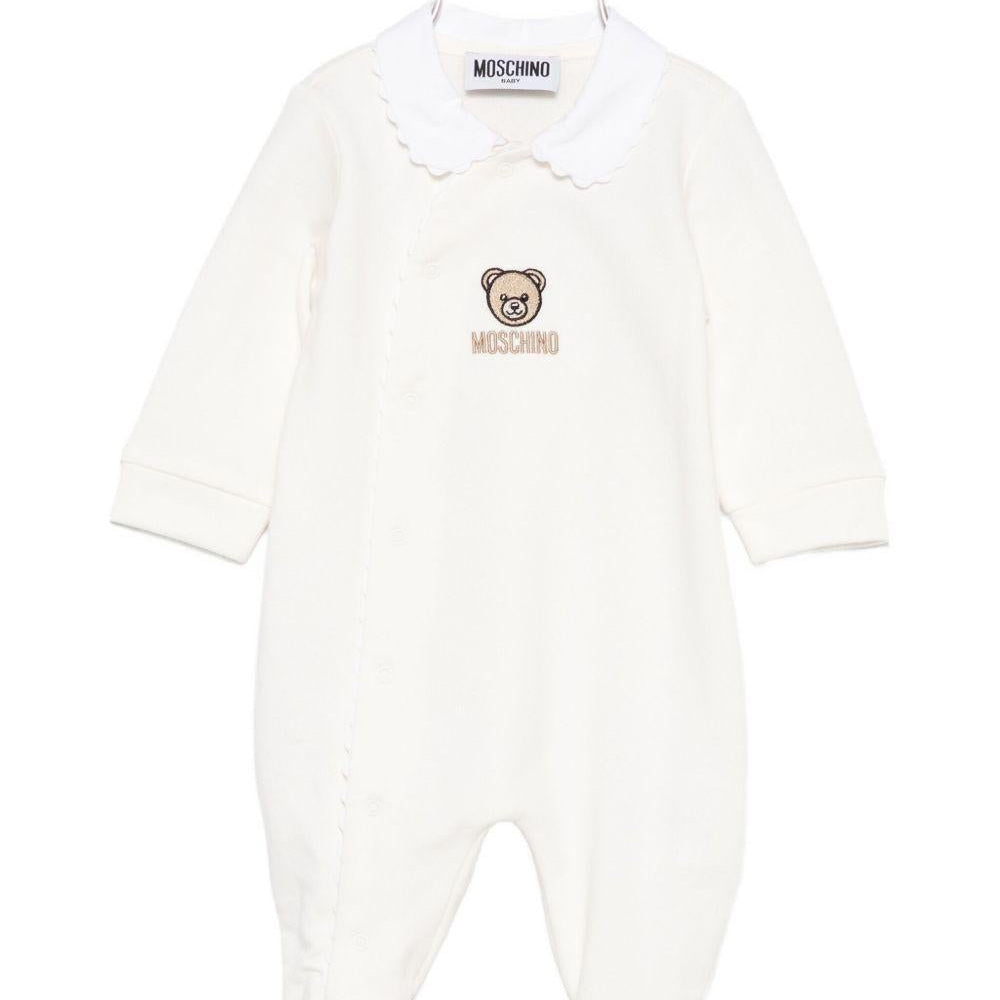 Tutina per neonata Moschino Kids bianco con ricamo Teddy - Rubino Kids