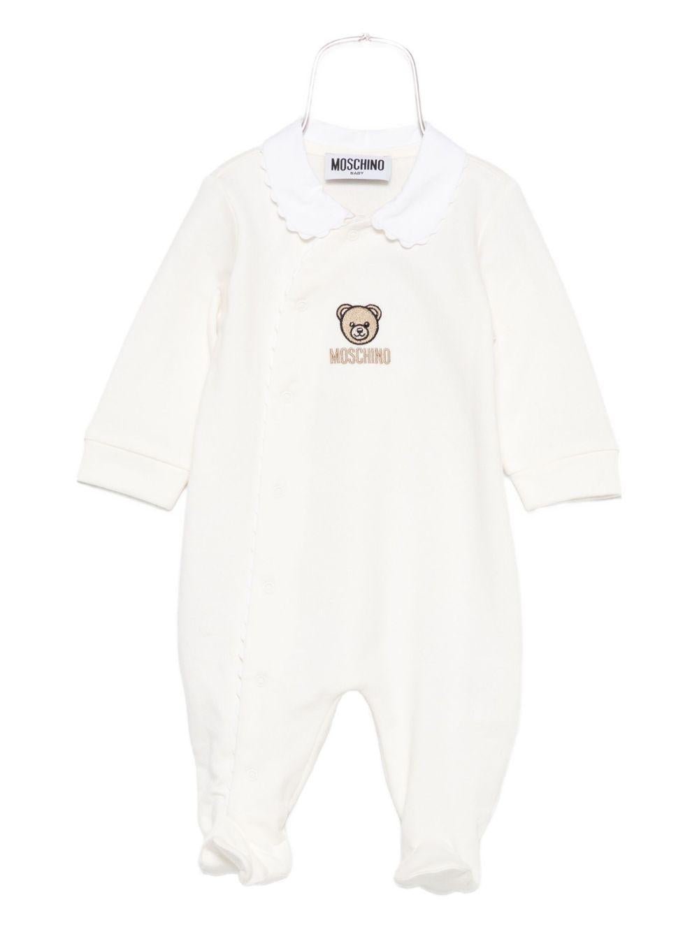 Tutina per neonata Moschino Kids bianco con ricamo Teddy - Rubino Kids