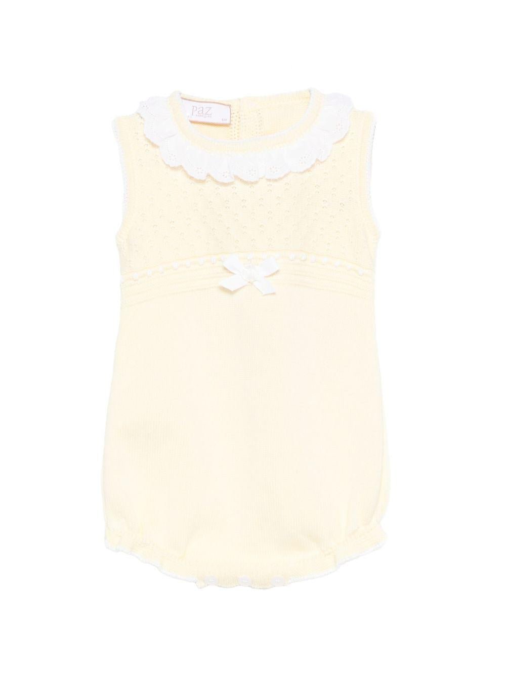 Tutina per neonata Paz Rodriguez gialla con dettaglio fiocco - Rubino Kids