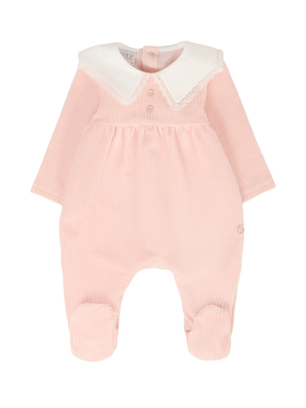 Tutina per neonata Paz Rodriguez rosa con bordo in pizzo - Rubino Kids