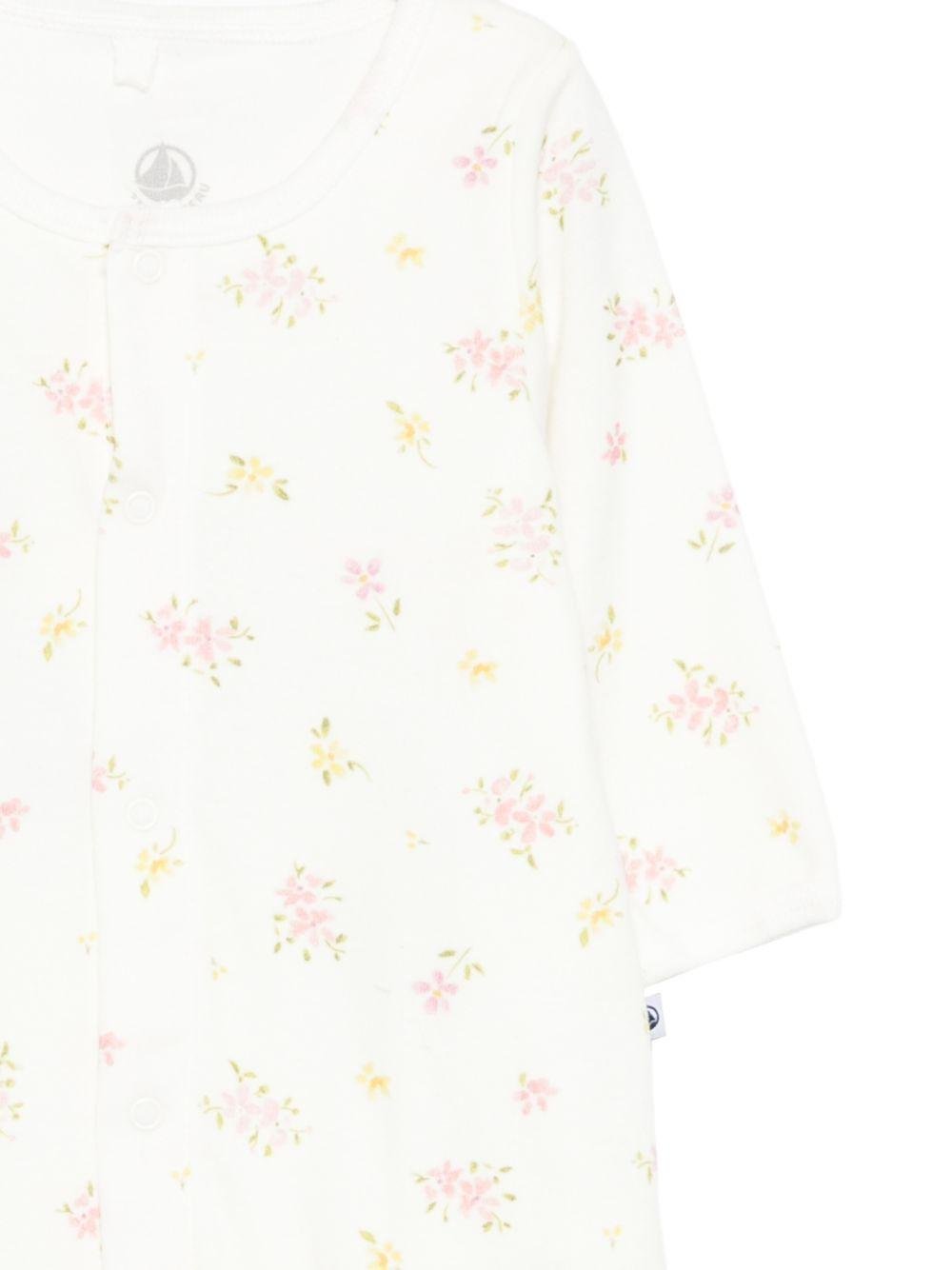 Tutina per neonata Petit Bateau bianca con stampa floreale - Rubino Kids