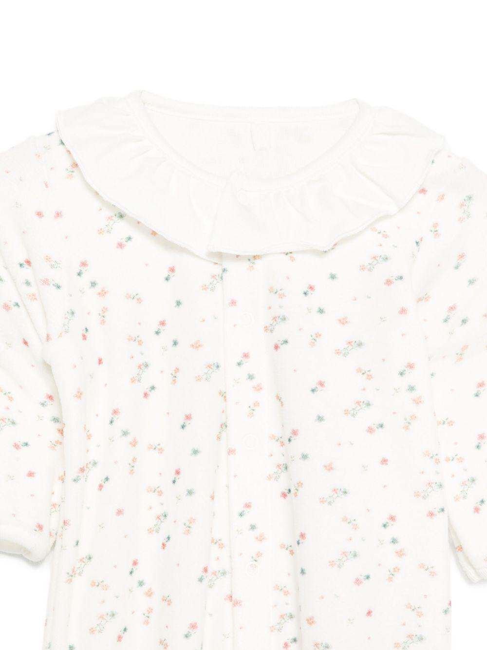 Tutina per neonata Petit Bateau bianco con motivo a fiori - Rubino Kids
