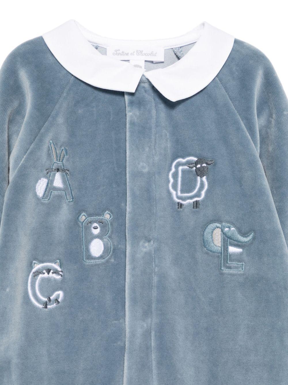 Tutina per neonata Tartine Et Chocolate blu con lettere ricamate - Rubino Kids