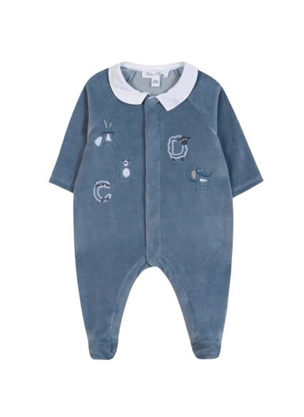 Tutina per neonata Tartine Et Chocolate blu con lettere ricamate - Rubino Kids