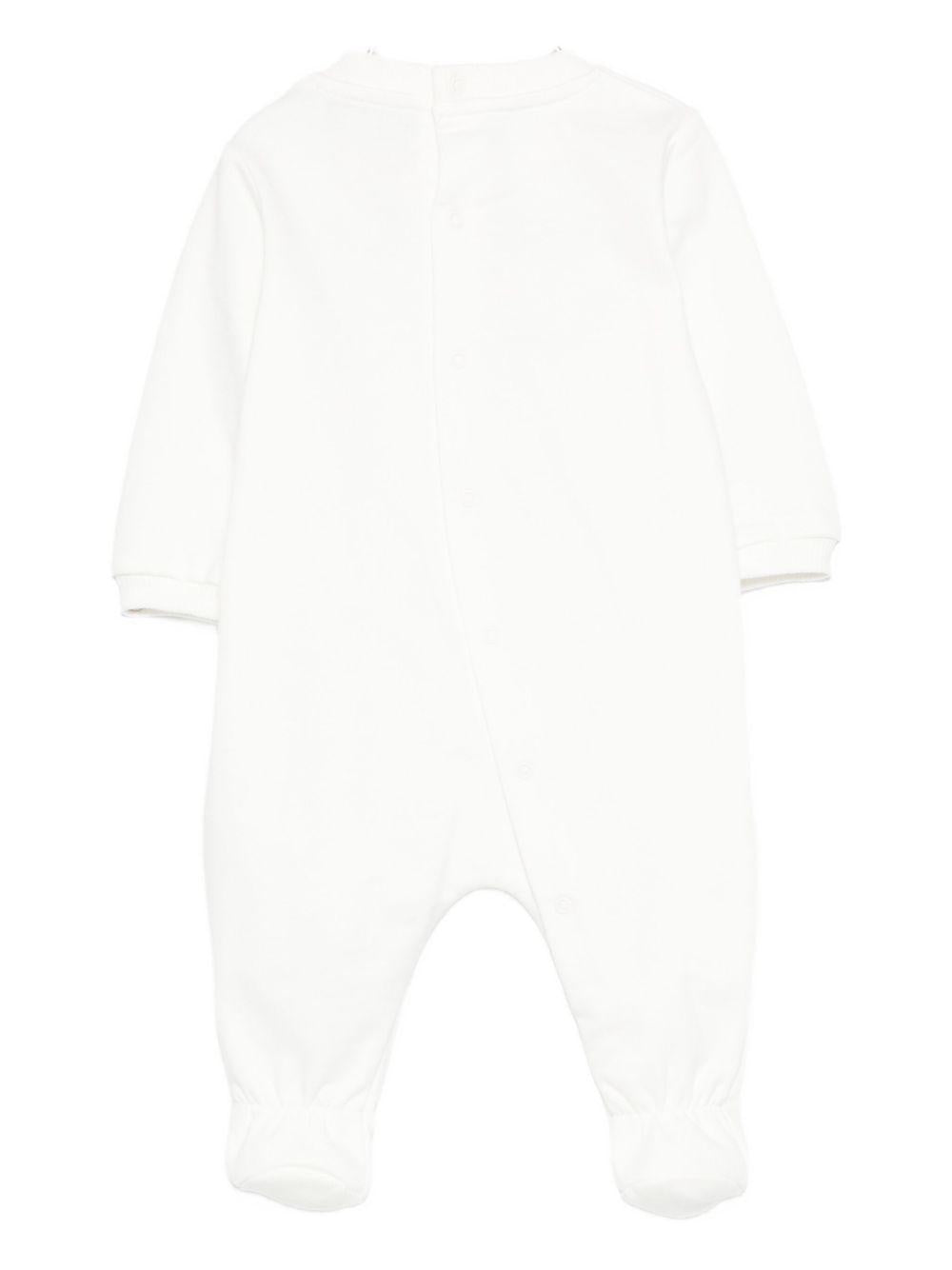 Tutina per neonati Moschino Kids bianco in cotone con stampa teddy - Rubino Kids