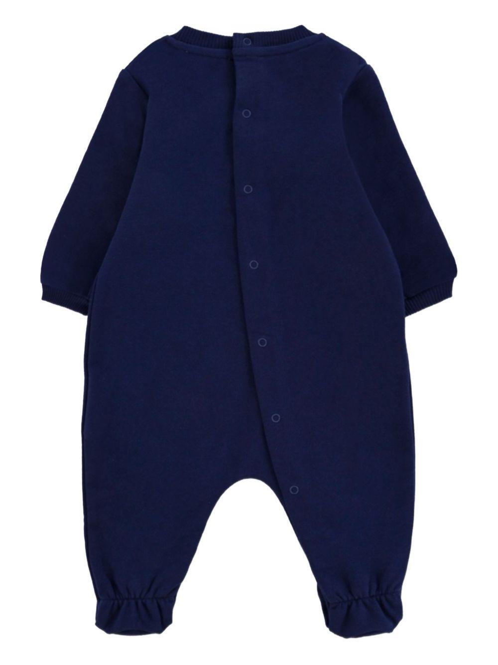 Tutina per neonati Moschino Kids blu in cotone con stampa teddy - Rubino Kids