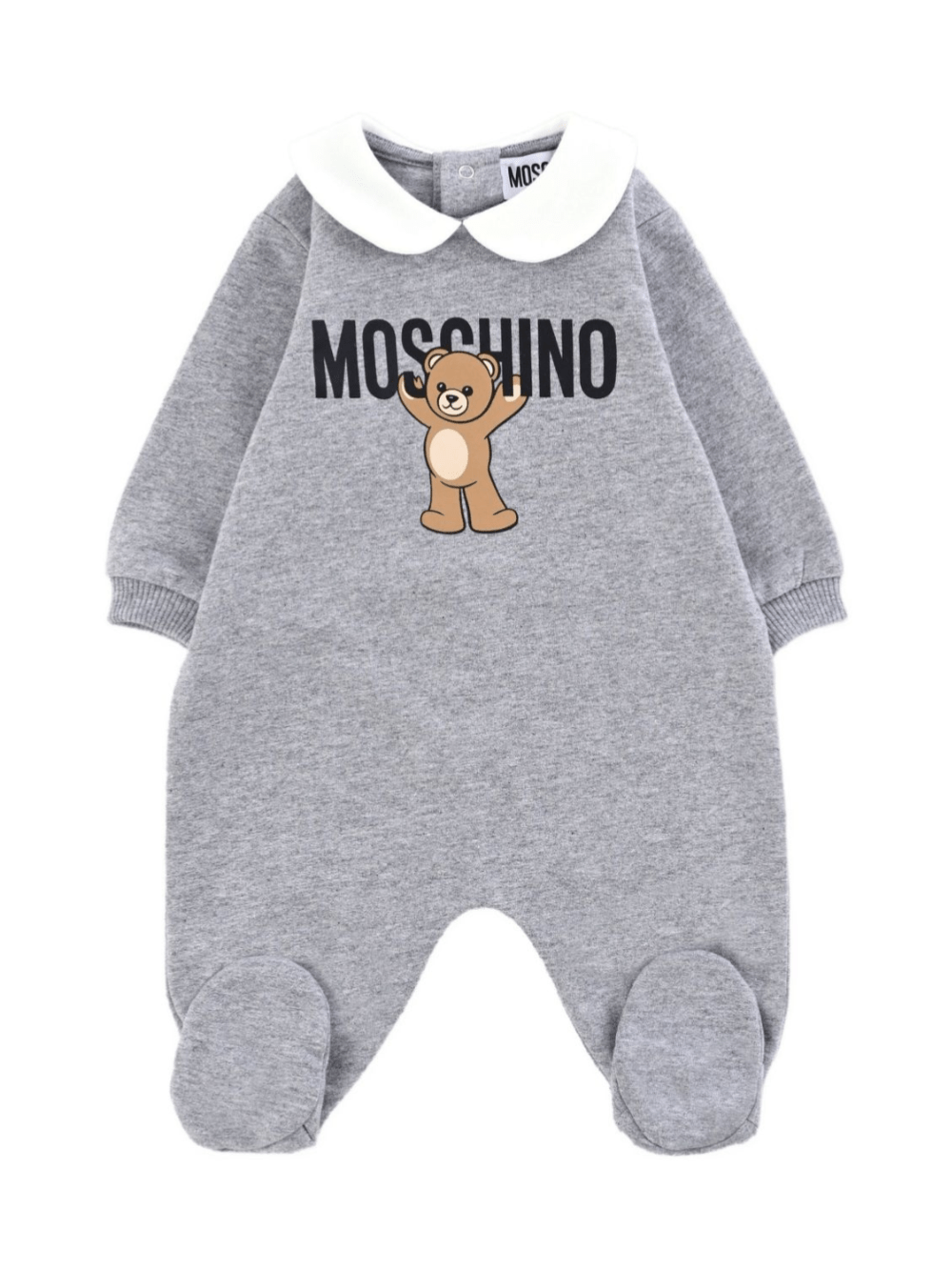 Tutina per neonati Moschino Kids grigio in cotone con stampa teddy - Rubino Kids