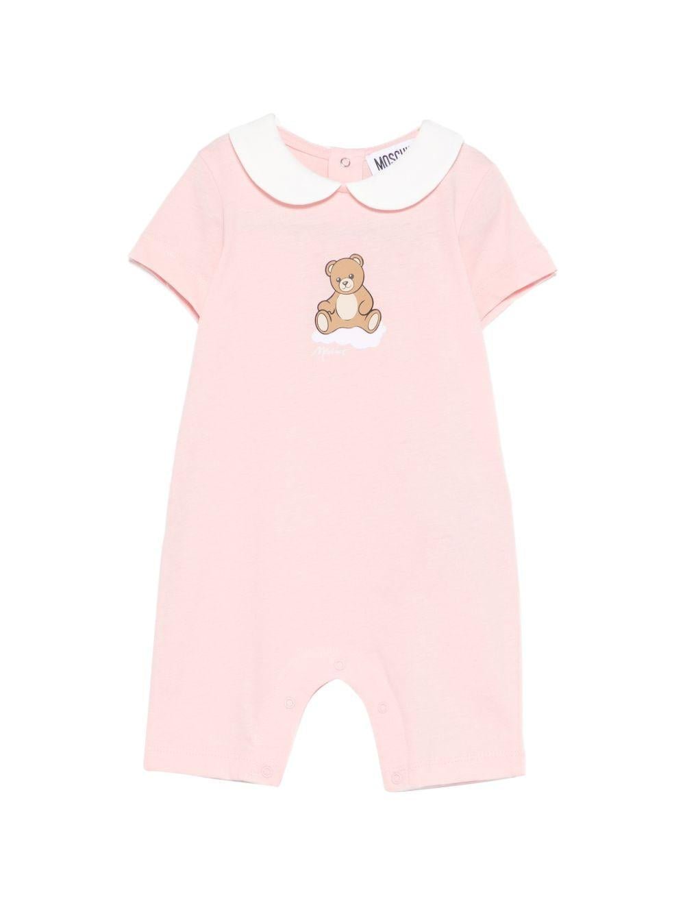 Tutina per neonati Moschino Kids rosa con stampa Teddy Bear su nuvola - Rubino Kids
