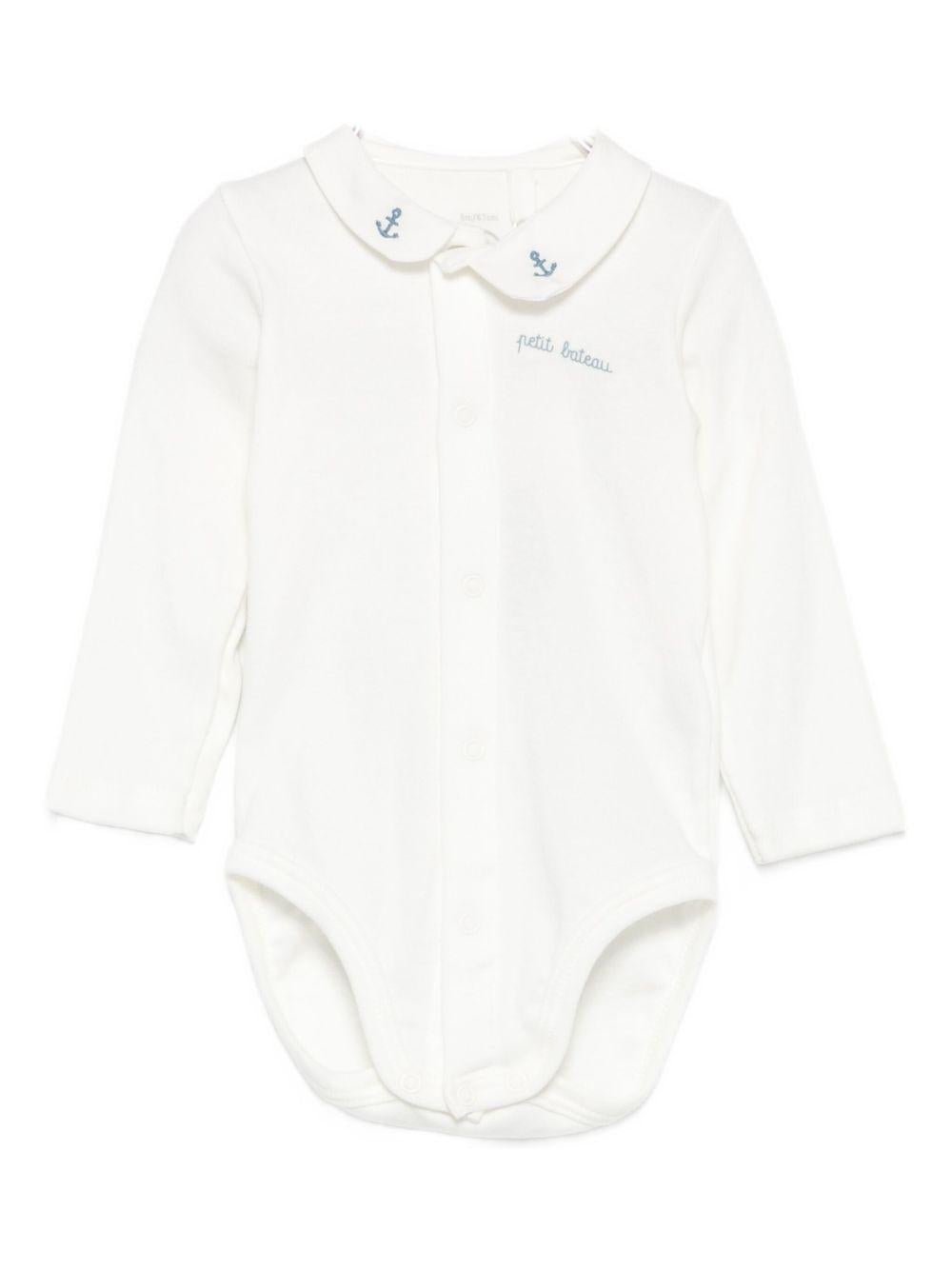 Tutina per neonati Petit Bateau bianca con colletto alla Peter Pan - Rubino Kids