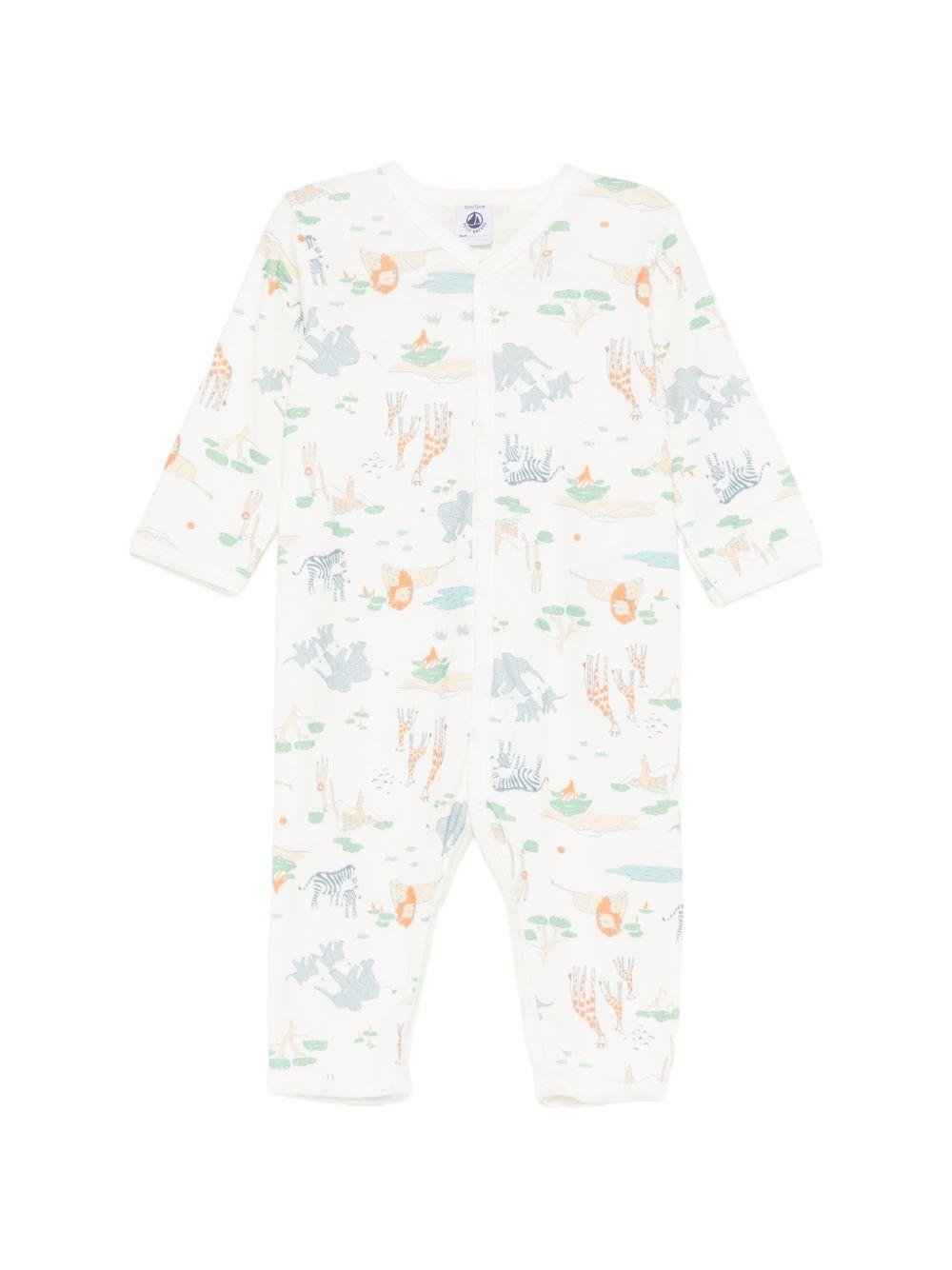 Tutina per neonati Petit Bateau bianca con stampa animali - Rubino Kids