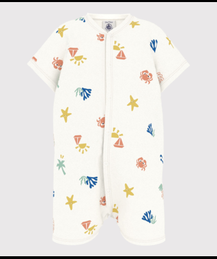 Tutina per neonati Petit Bateau bianco con stampa grafica all - over - Rubino Kids