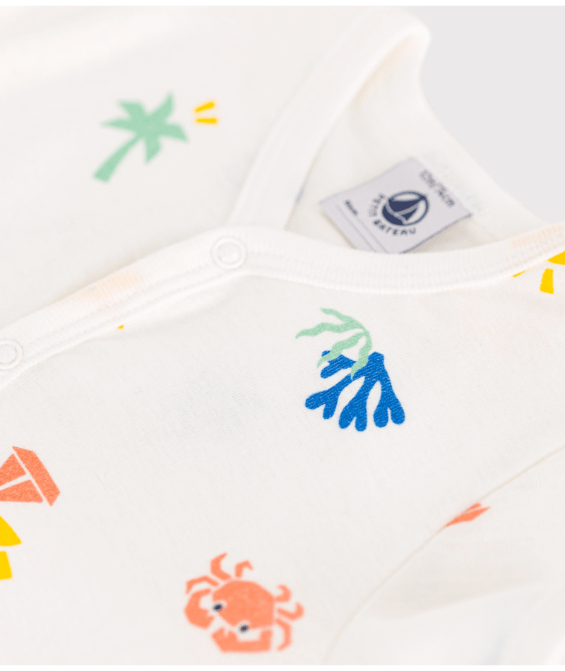 Tutina per neonati Petit Bateau bianco con stampa grafica all - over - Rubino Kids