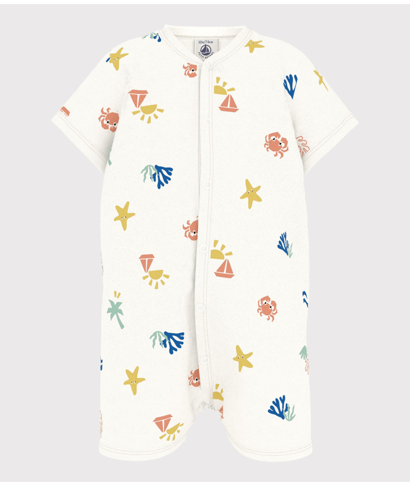Tutina per neonati Petit Bateau bianco con stampa grafica all - over - Rubino Kids