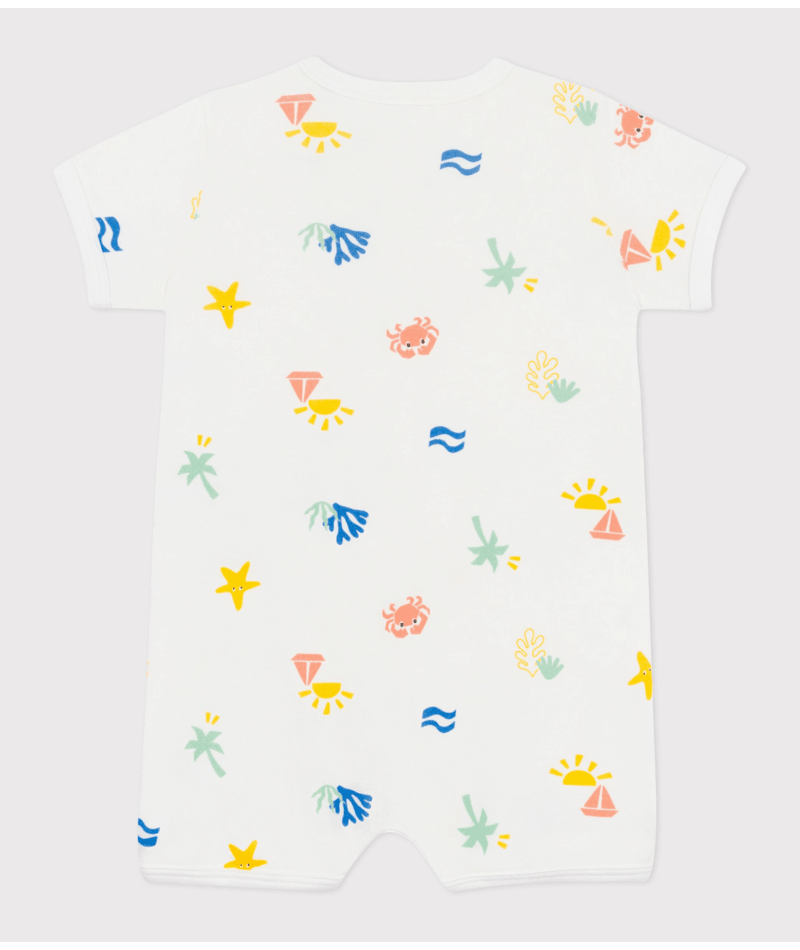 Tutina per neonati Petit Bateau bianco con stampa grafica all - over - Rubino Kids
