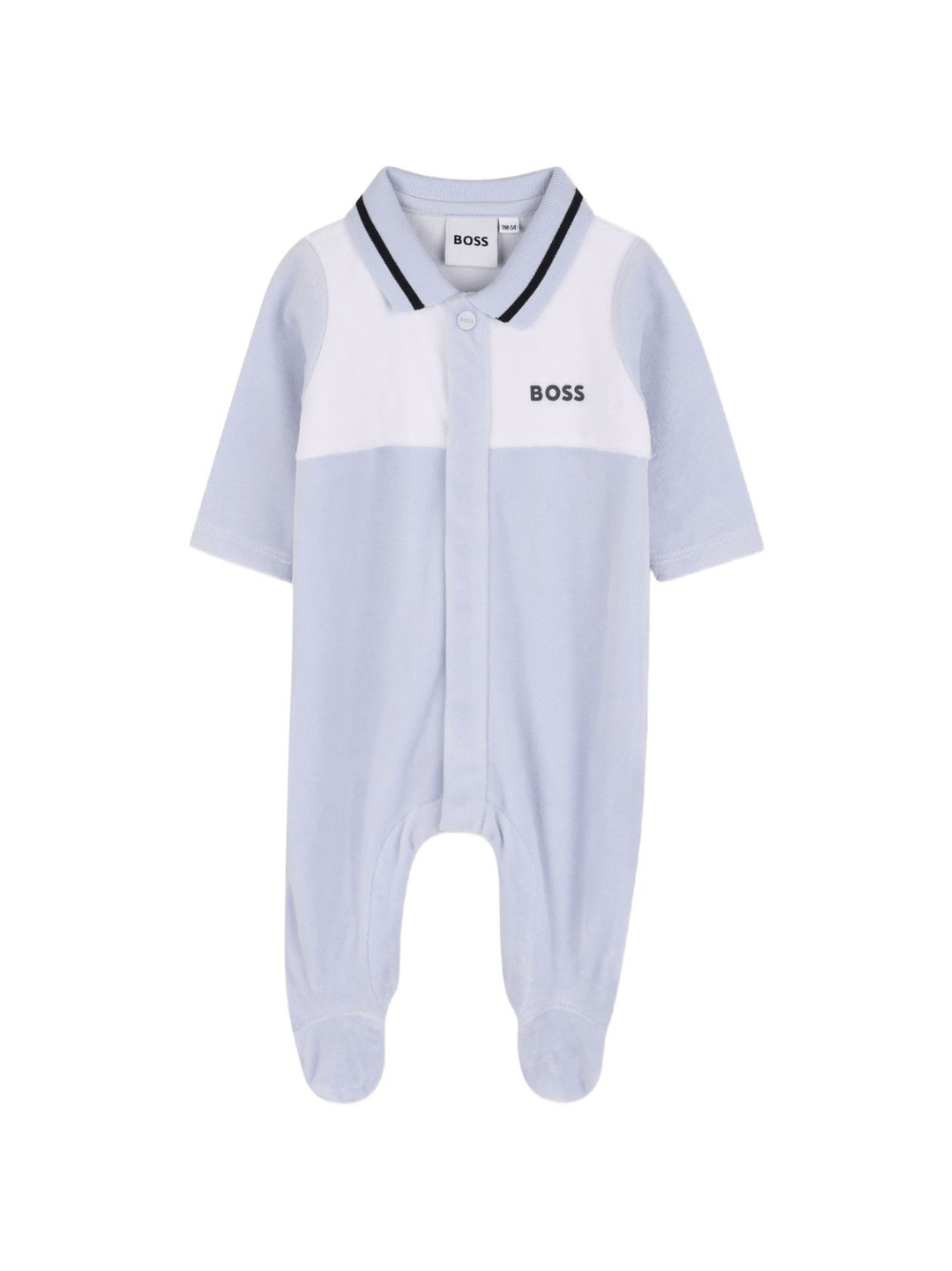 Tutina per neonato Boss Kids azzurra con colletto polo - Rubino Kids