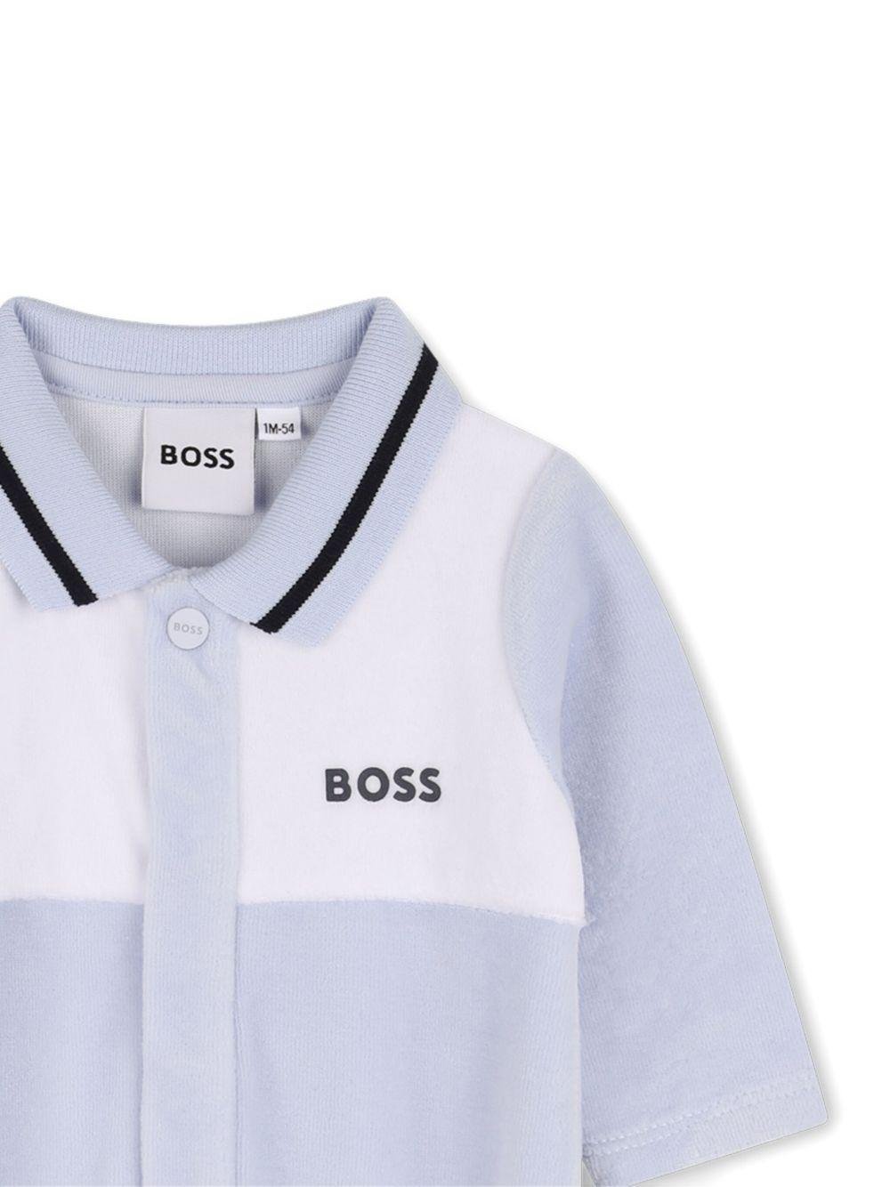 Tutina per neonato Boss Kids azzurra con colletto polo - Rubino Kids