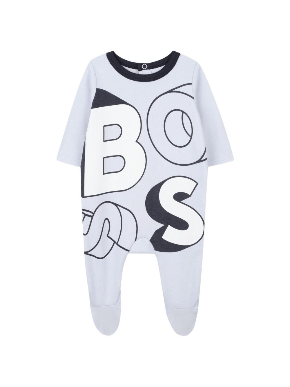 Tutina per neonato Boss Kids azzurra con scritta grafica a contrasto - Rubino Kids
