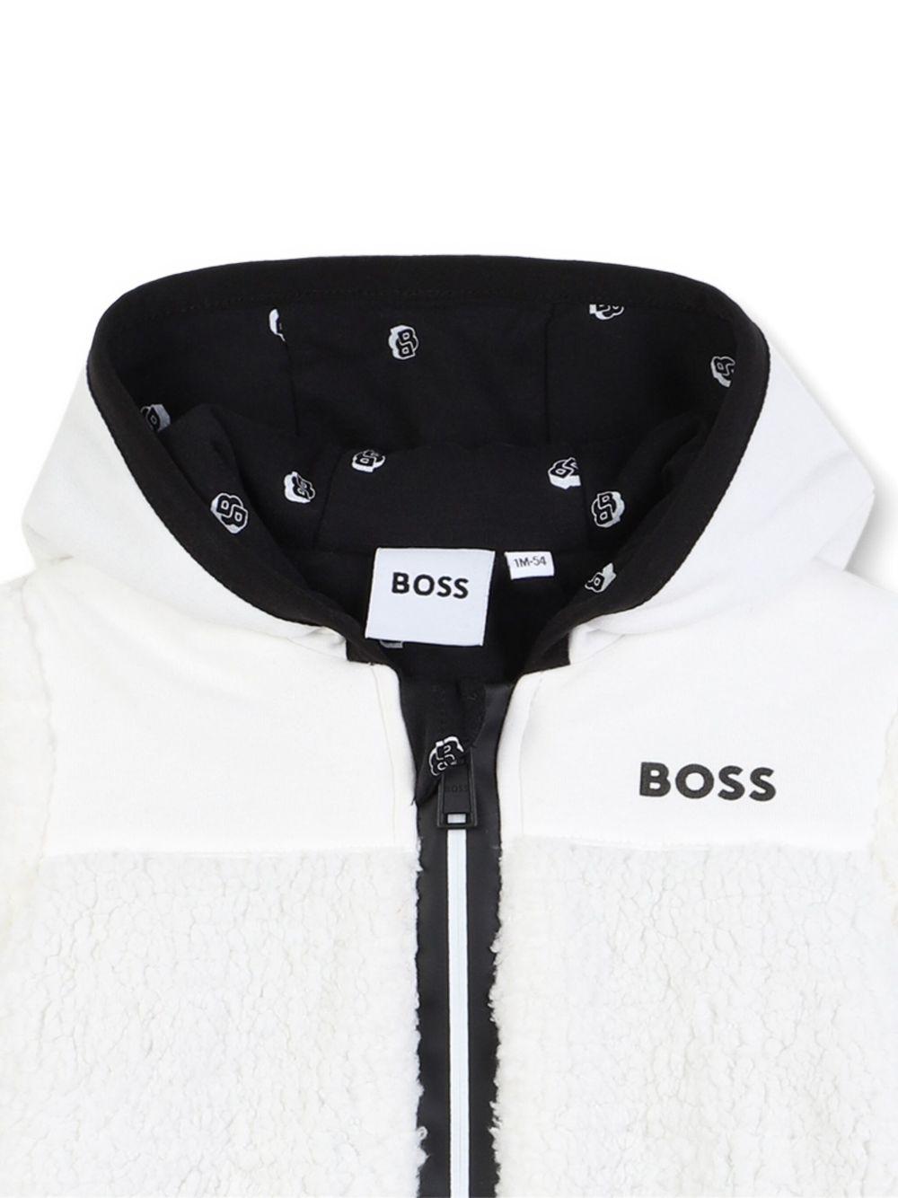 Tutina per neonato Boss Kids bianca con zip a contrasto - Rubino Kids