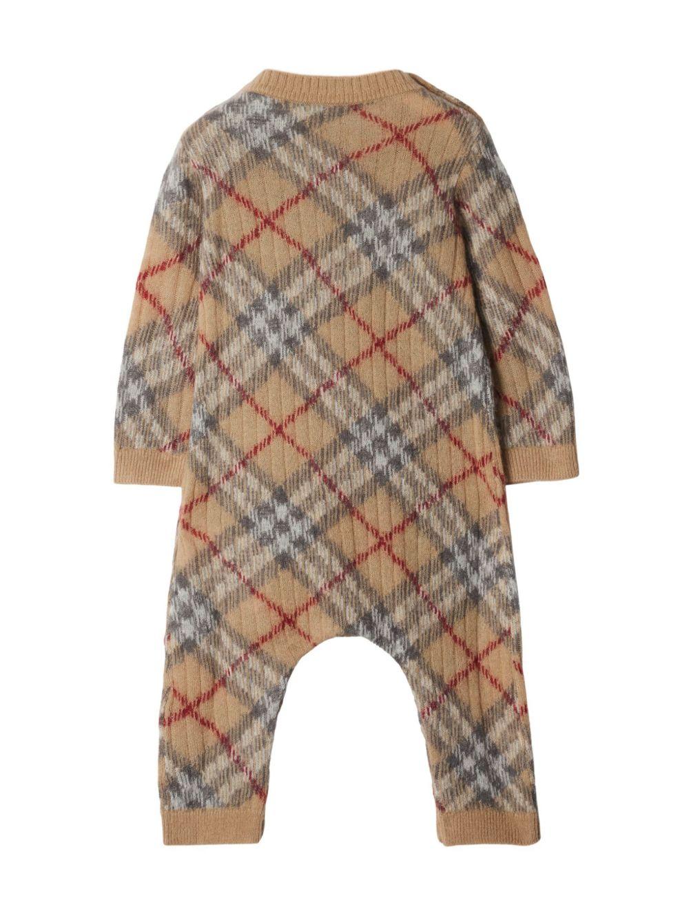 Tutina per neonato Burberry Kids beige con motivo a quadri - Rubino Kids