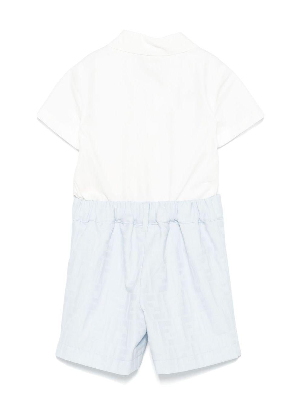 Tutina per neonato Fendi Kids bianco e azzurro con motivo logo a rilievo - Rubino Kids