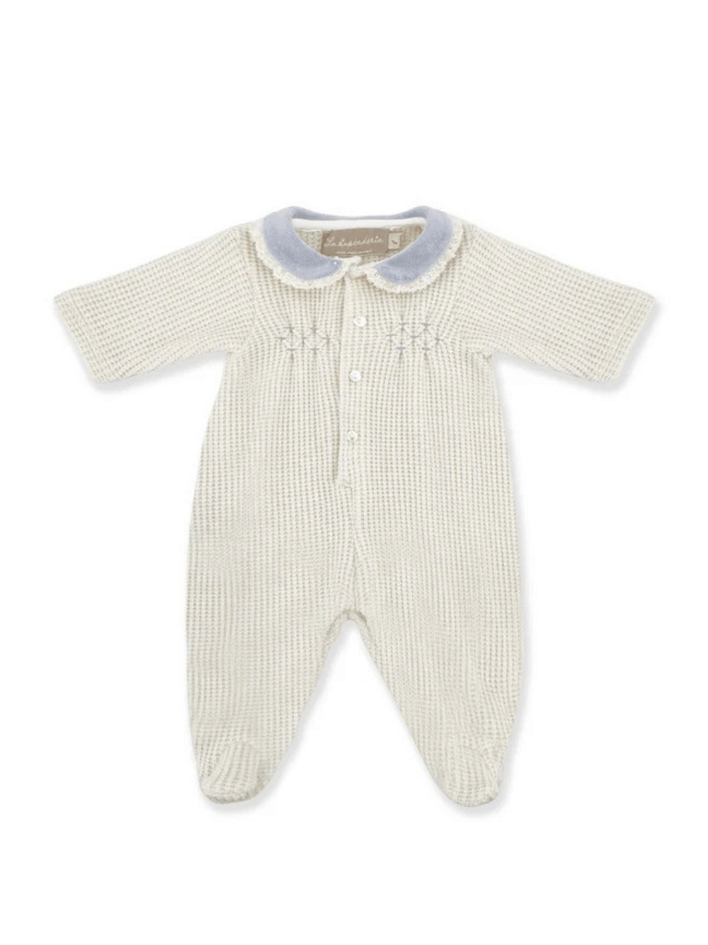Tutina per neonato La Stupenderia bianca con colletto ricamato azzurro - Rubino Kids