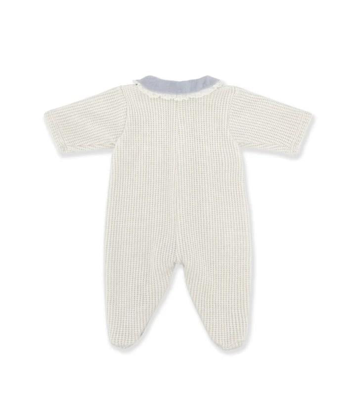 Tutina per neonato La Stupenderia bianca con colletto ricamato azzurro - Rubino Kids