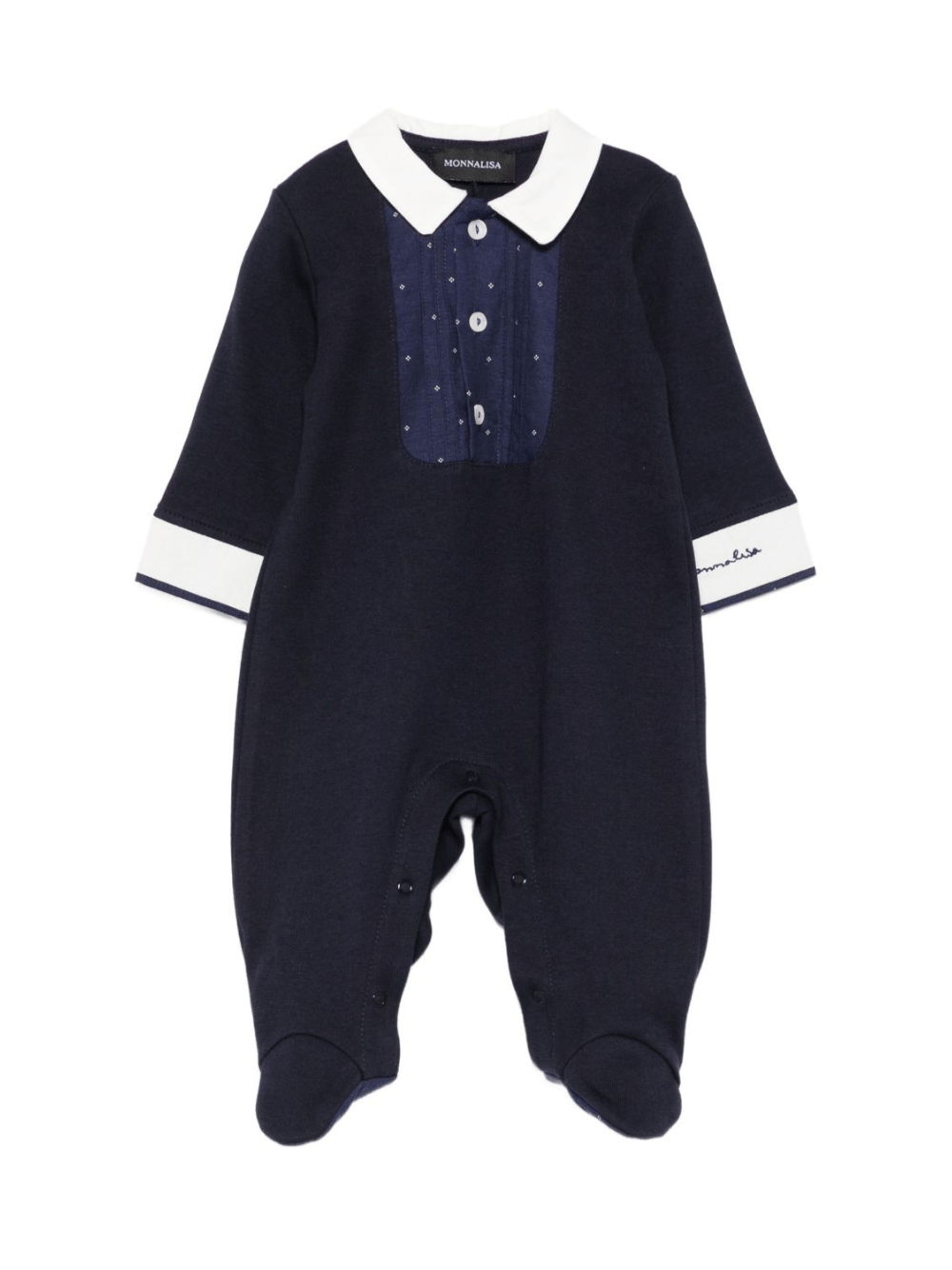 Tutina per neonato Monnalisa blu con pannello plissettato - Rubino Kids
