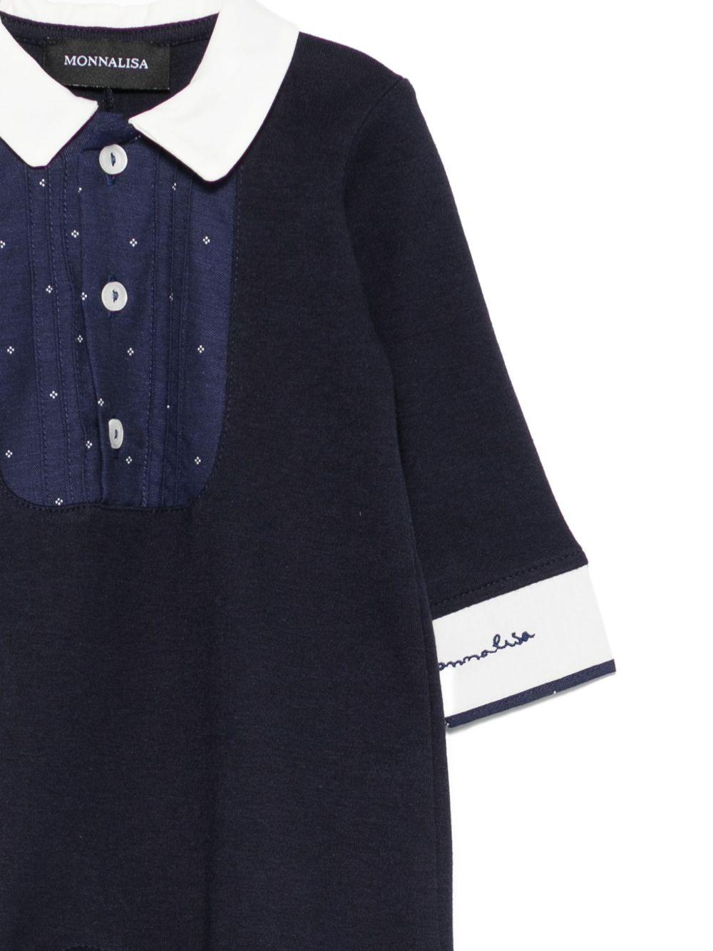 Tutina per neonato Monnalisa blu con pannello plissettato - Rubino Kids