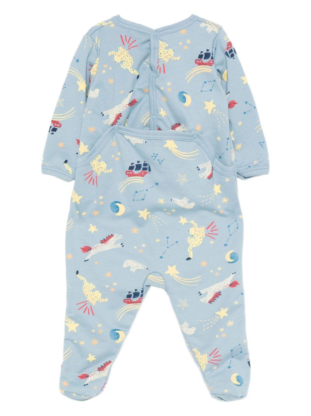 Tutina per neonato Petit Bateau azzurra con stampa all - over - Rubino Kids
