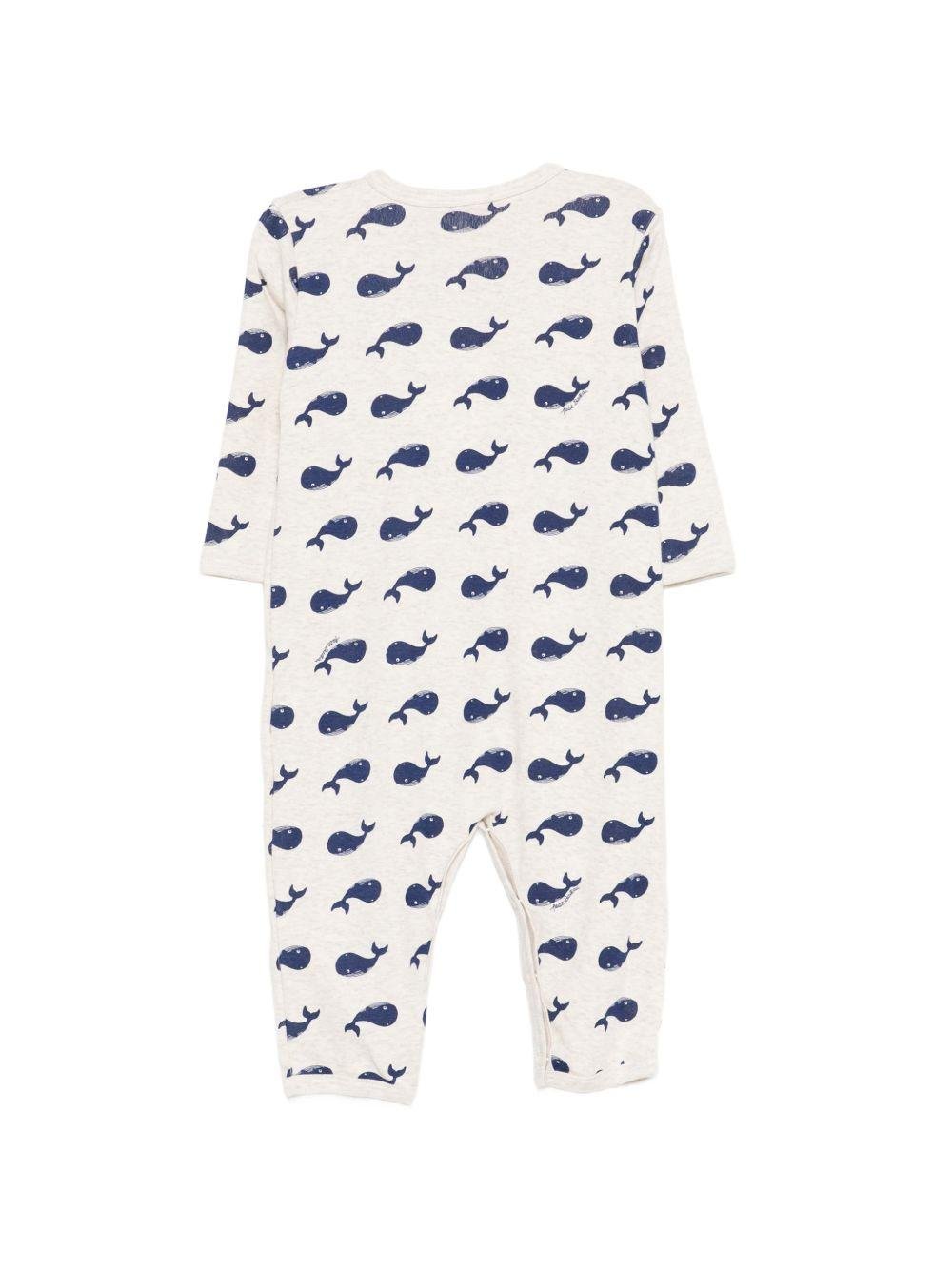 Tutina per neonato Petit Bateau beige con stampa balene all - over - Rubino Kids
