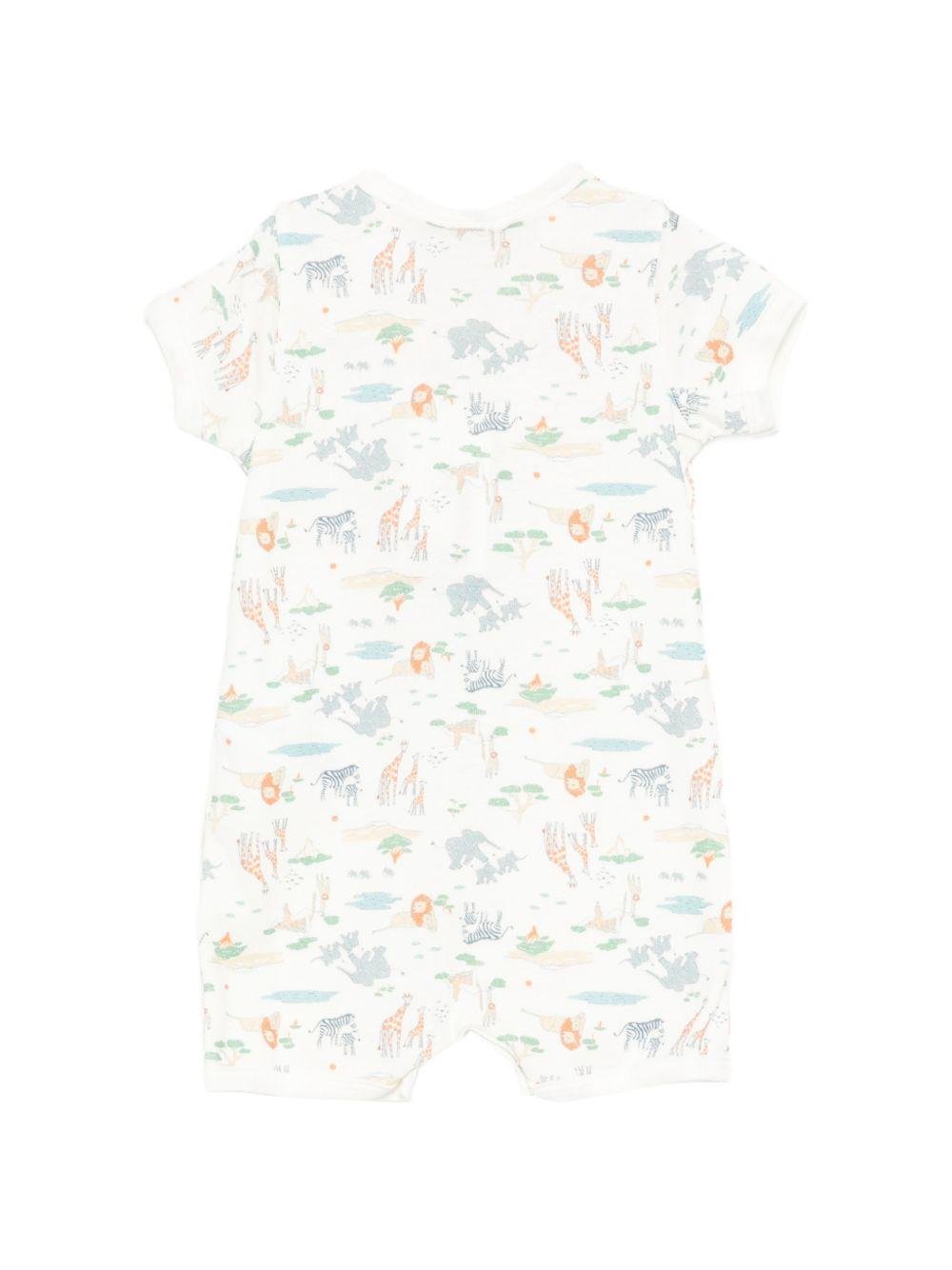 Tutina per neonato Petit Bateau bianca con stampa grafica animalier all - over - Rubino Kids
