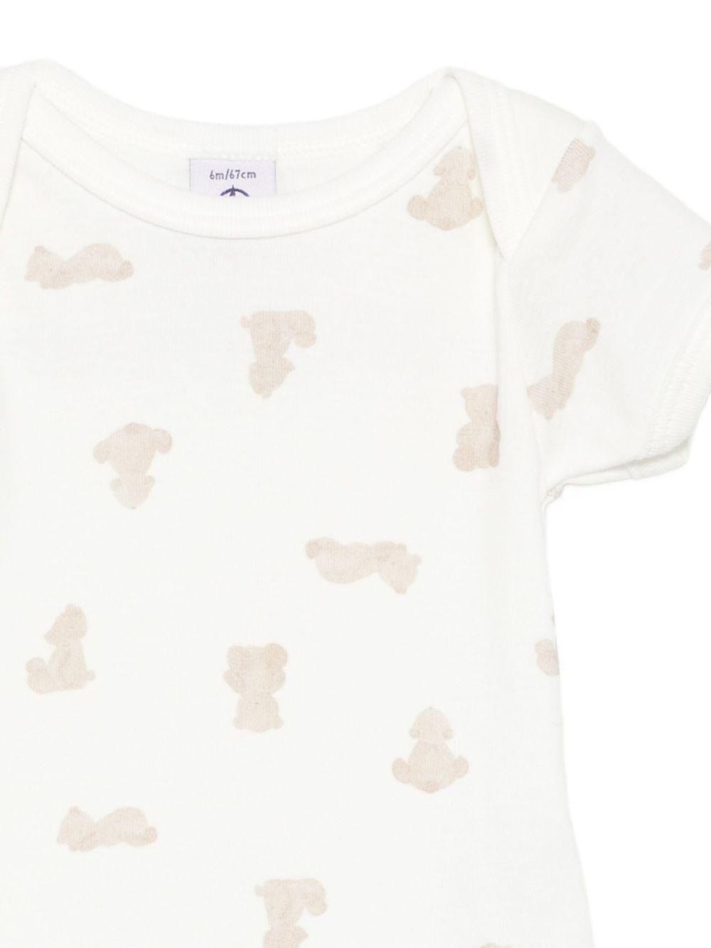 Tutine per neonati Petit Bateau bianco con stampa orso (confezione da tre) - Rubino Kids