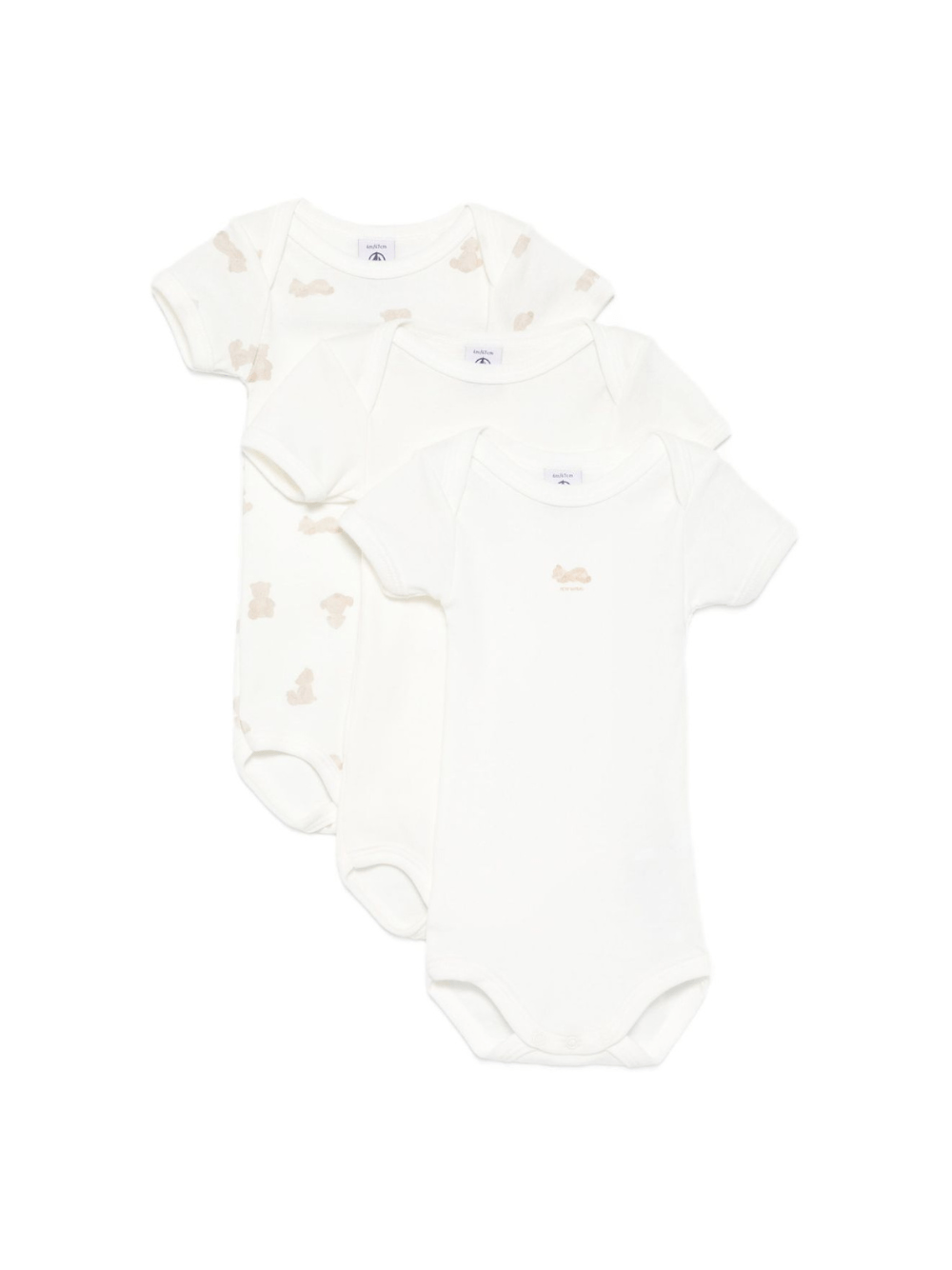 Tutine per neonati Petit Bateau bianco con stampa orso (confezione da tre) - Rubino Kids