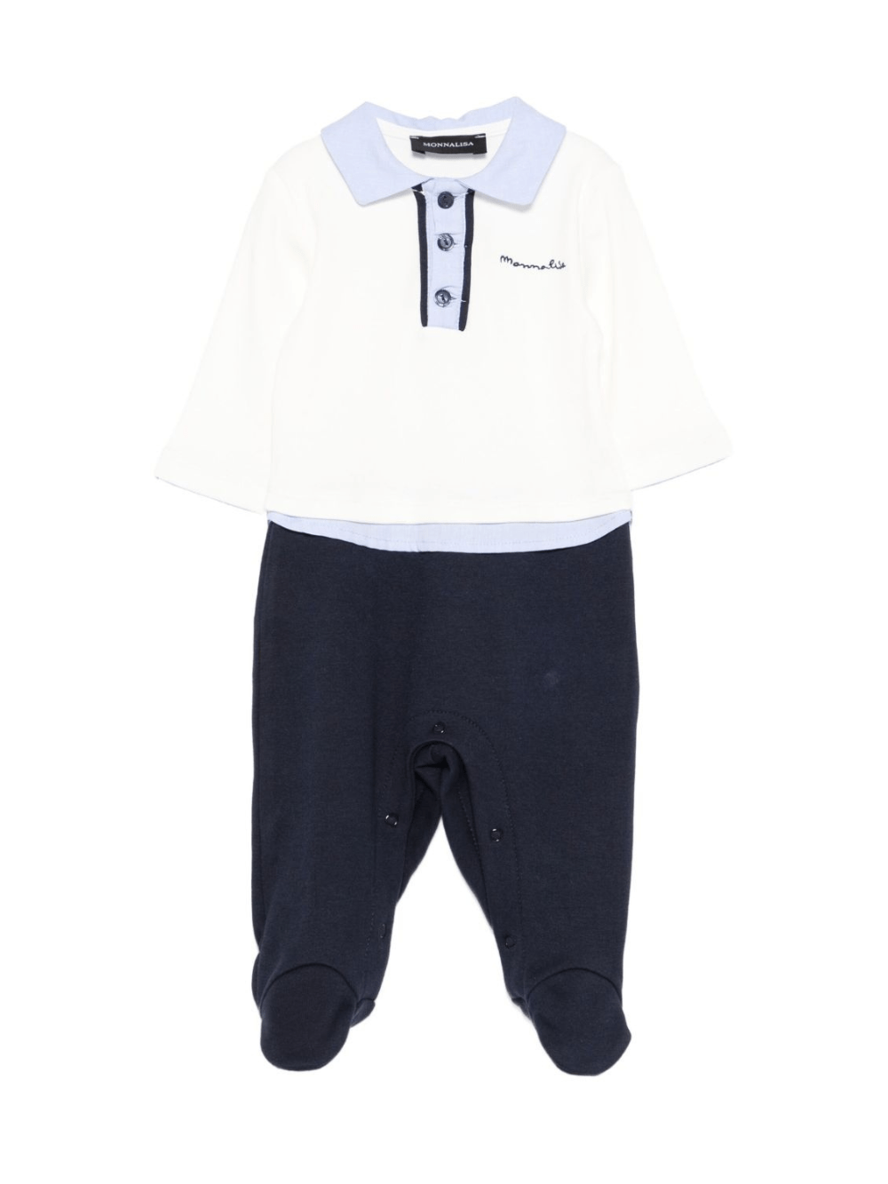 Tutine per neonato Monnalisa blu con ricamo con logo - Rubino Kids