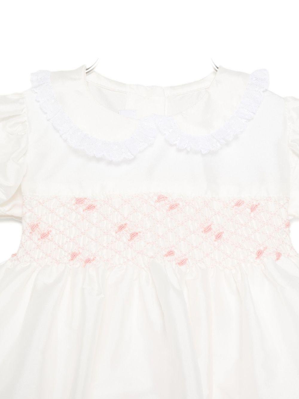 Vestito per neonata Mariella Ferrari bianco con colletto con bordo in pizzo - Rubino Kids