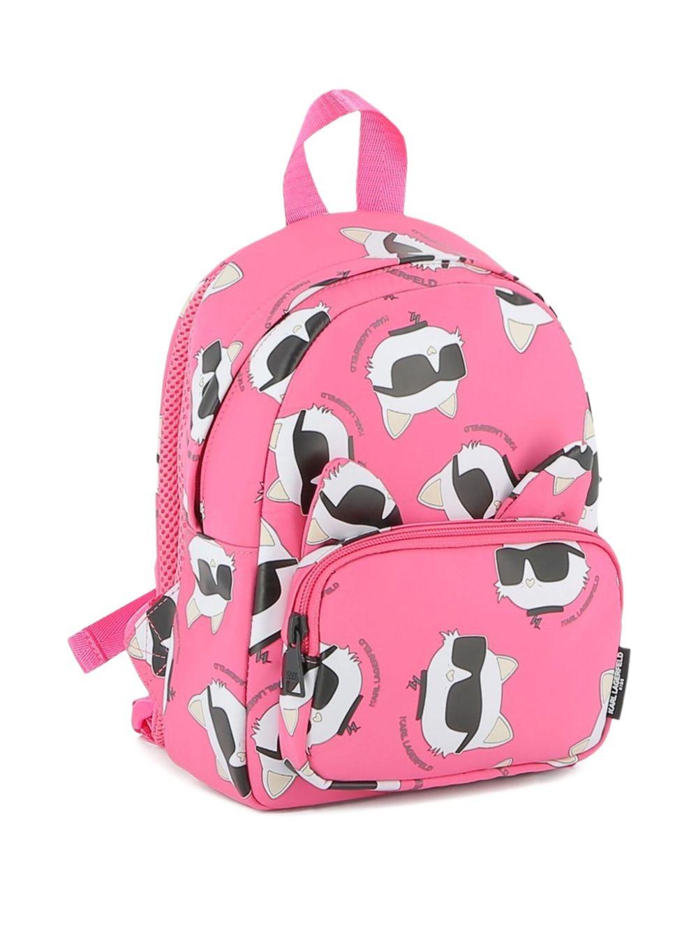 Zaino per bambina Karl Lagerfeld Kids fucsia con stampa Choupette - Rubino Kids