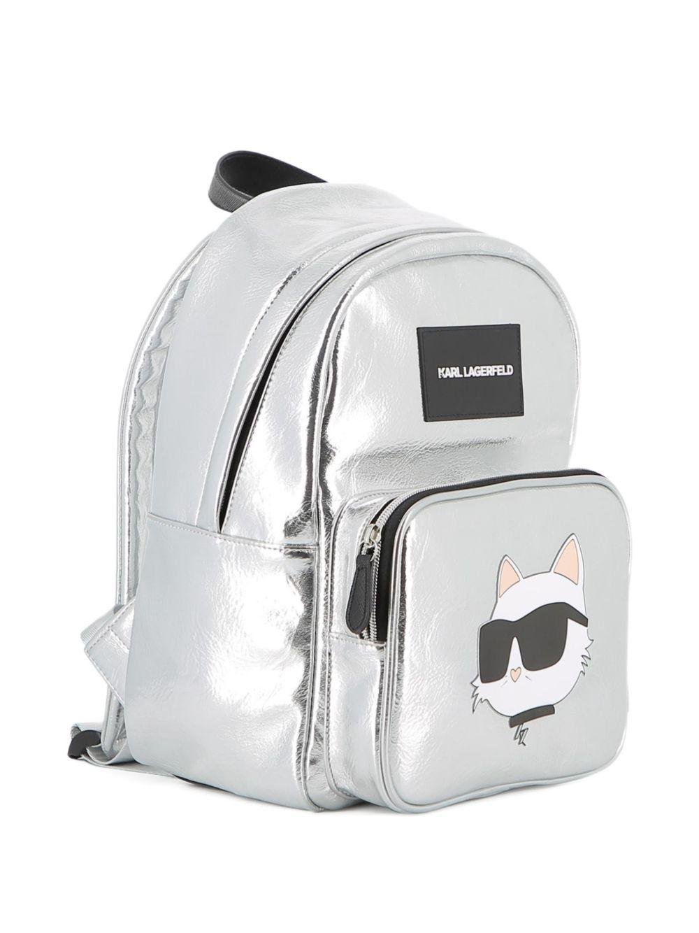 Zaino per bambini Karl Lagerfeld Kids argento con stampa - Rubino Kids