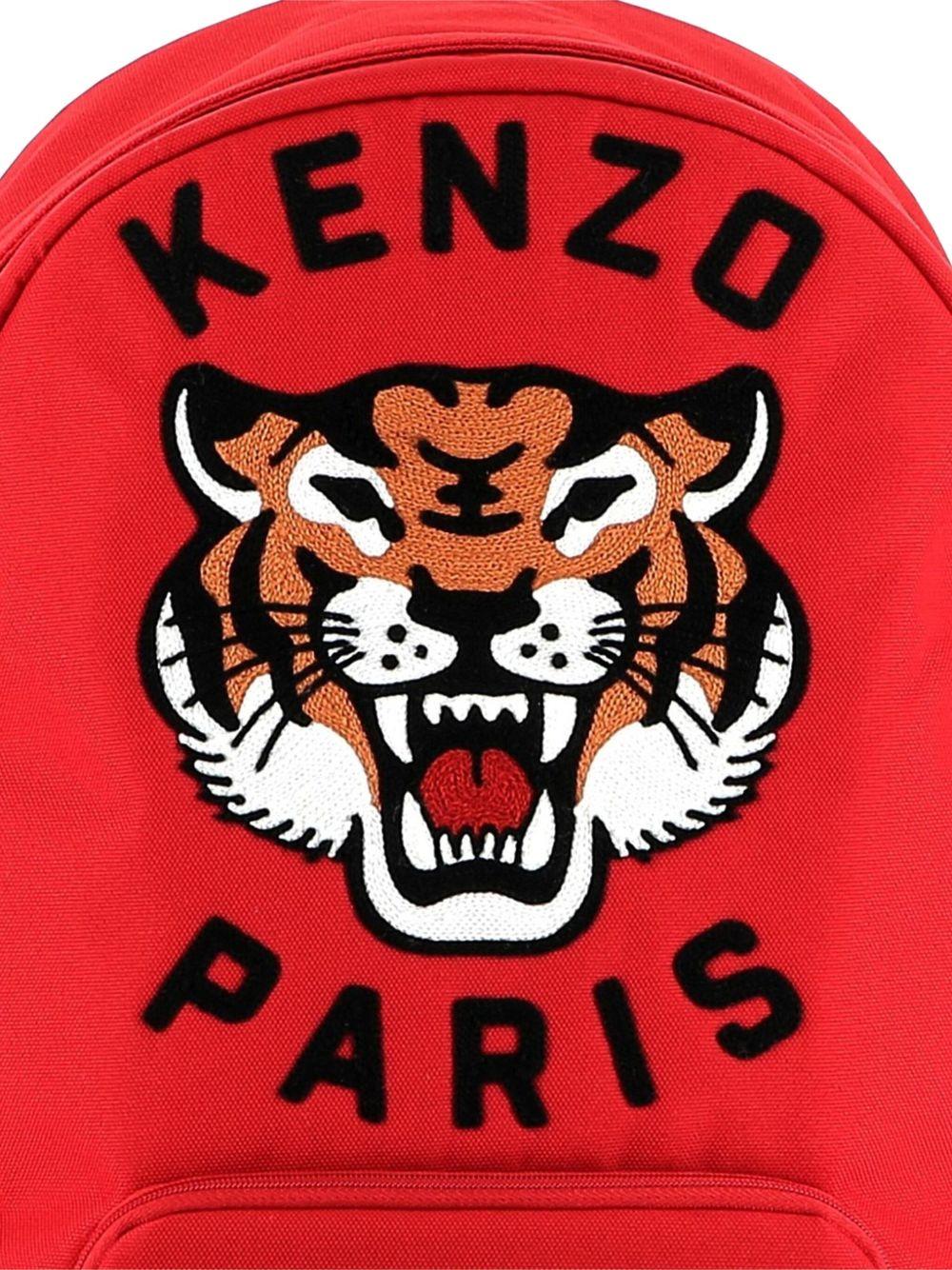 Zaino per bambini Kenzo Kids rosso con ricamo Tiger - Rubino Kids