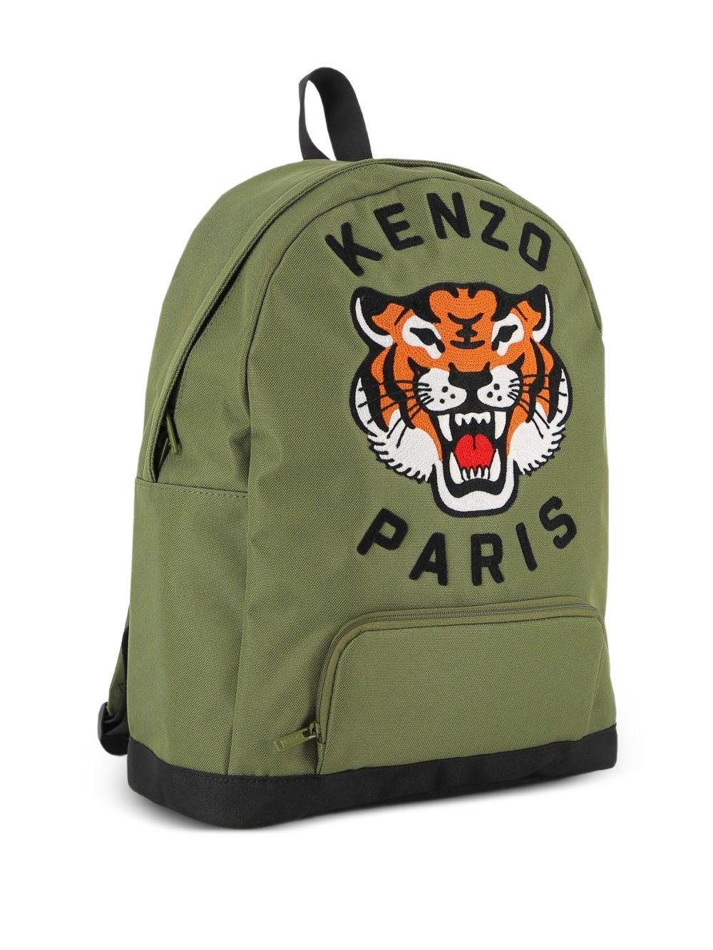 Zaino per bambini Kenzo Kids verde con caratteristico motivo Tigre - Rubino Kids