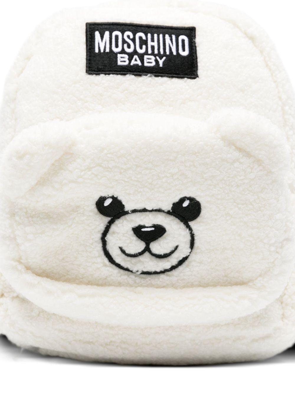 Zaino per bambini Moschino Kids bianco con motivo Teddy Bear - Rubino Kids