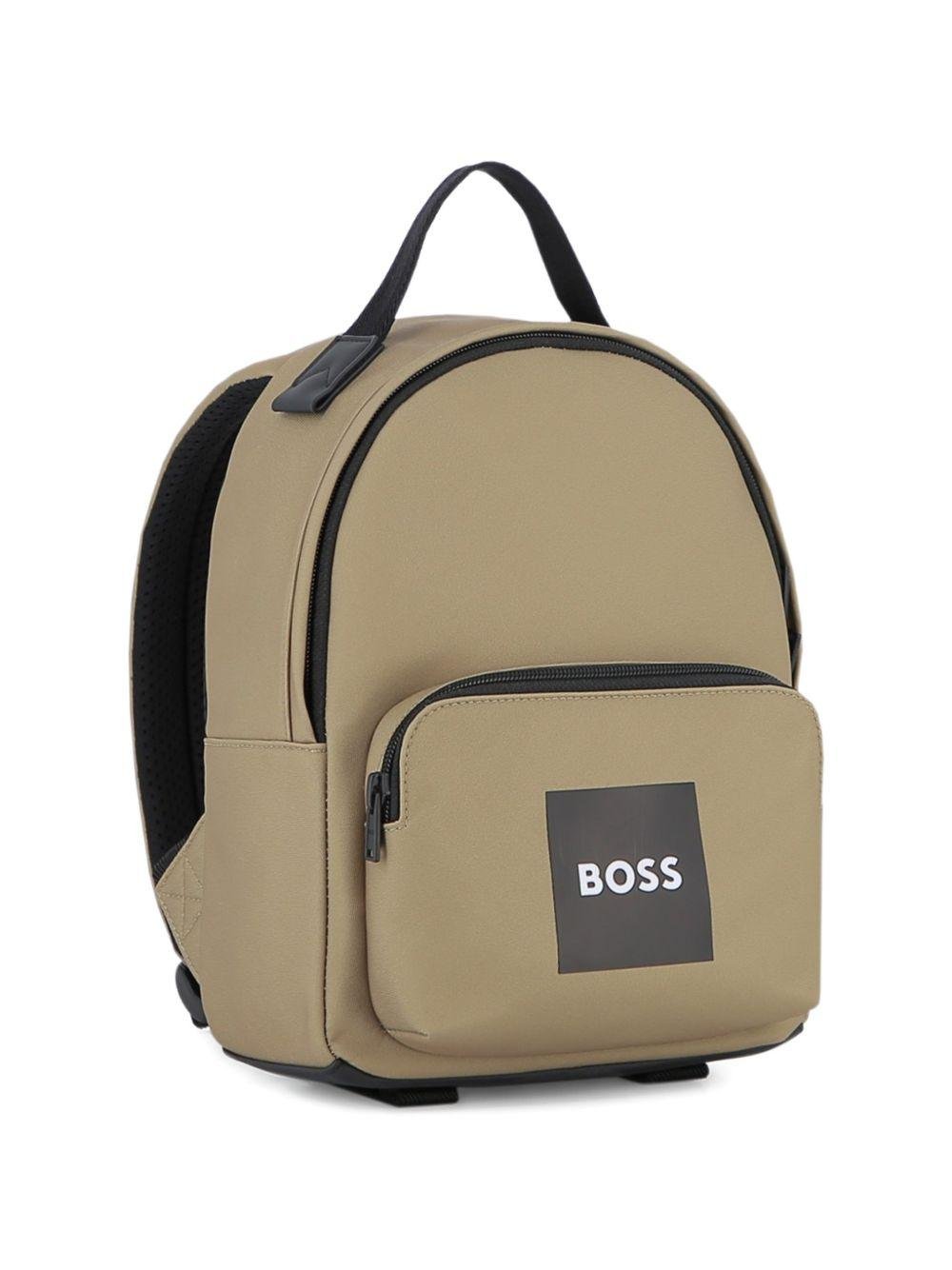 Zaino per bambino Boss Kids beige con toppa con logo quadrato - Rubino Kids