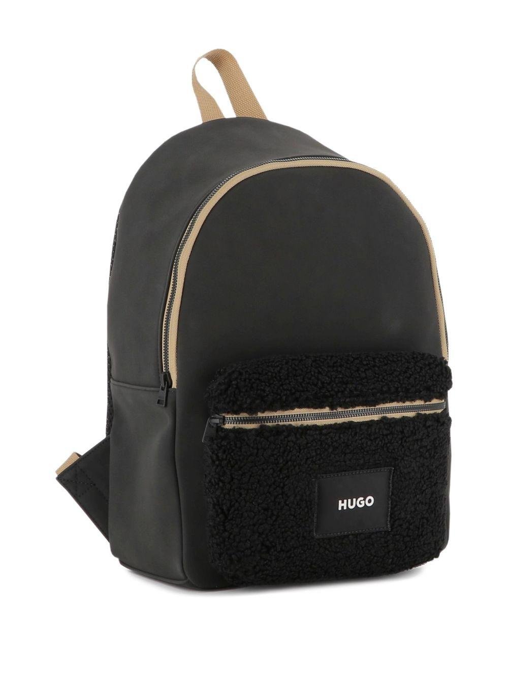 Zaino Rucksack per bambino Hugo Kids nero con applicazione frontale con logo - Rubino Kids