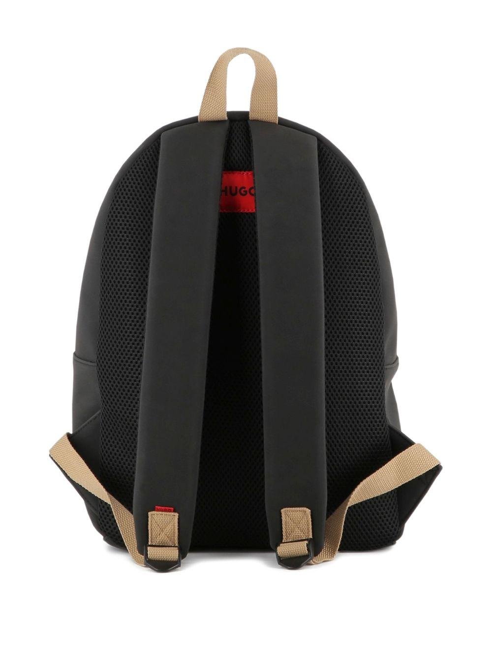Zaino Rucksack per bambino Hugo Kids nero con applicazione frontale con logo - Rubino Kids