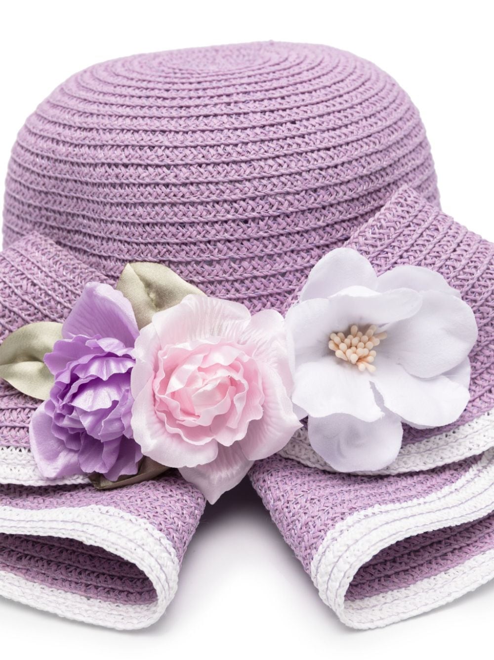 Cappello da sole con applicazioni floreali