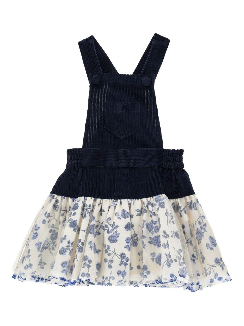 Abiti per bambina Monnalisa blu con gonna a fiori - Rubino Kids