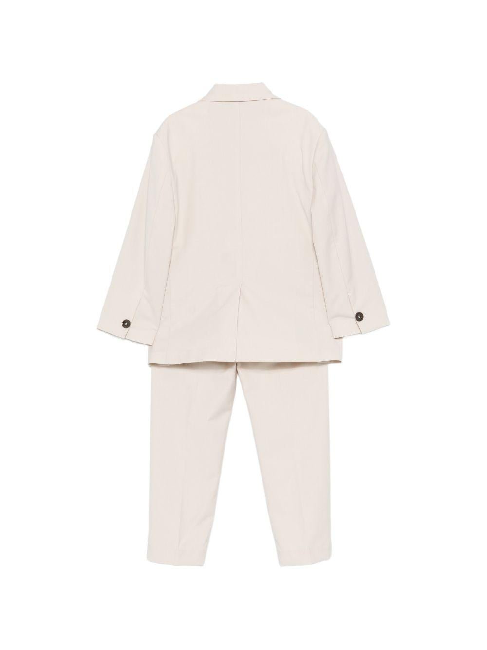 Abito a doppiopetto per bambino Paolo Pecora Kids beige con revers a lancia - Rubino Kids