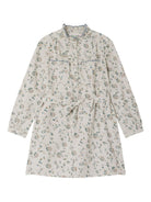 Abito a fiori per bambina Bonpoint Tiphany bianco con arricciature sullo scollo - Rubino Kids